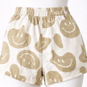 NWT Melting Smiley Faces Twill High Waist Pocket Shorts SIZE SMALL